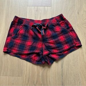 Aerie Plaid Red Striped Pajama Shorts Christmas PJs American Eagle Cotton Small